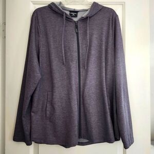 Women's Gray 32 Degrees Zip-Up Lightweight Sweatshirt Hoodie